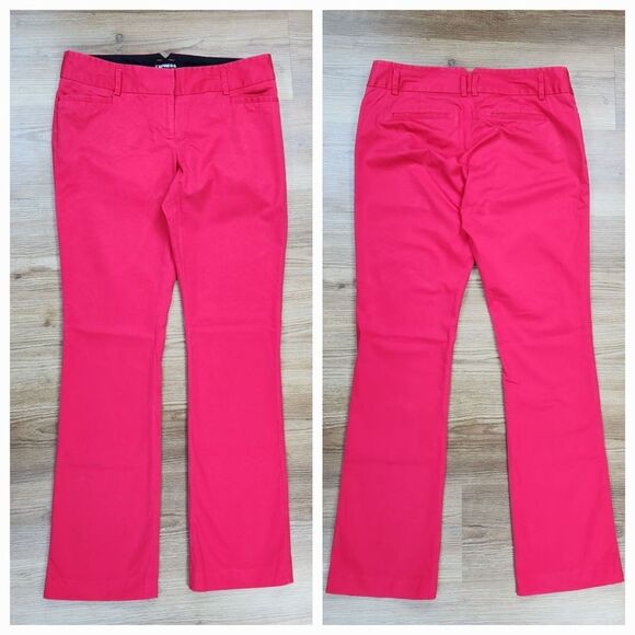 ☔️🐞Express Red Columnist Slim Flare Lowrise Pants Size 6 - Picture 3 of 10